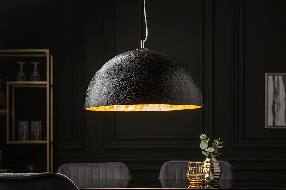 Elegante Design Hängeleuchte GLOW 50cm schwarz gold Hängelampe