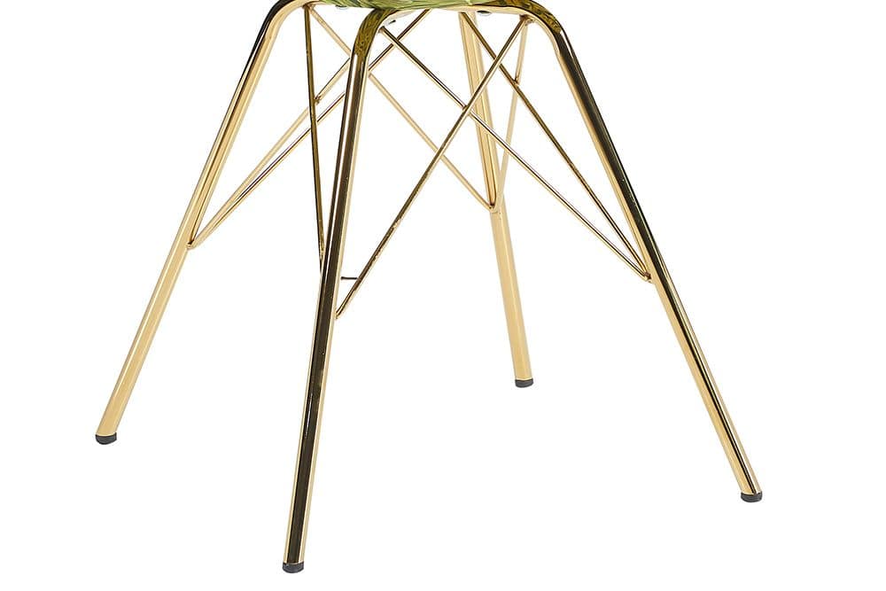 Design Stuhl SCANDINAVIA MEISTERSTÜCK grün Chenille gold Metall Monstera-Blatt