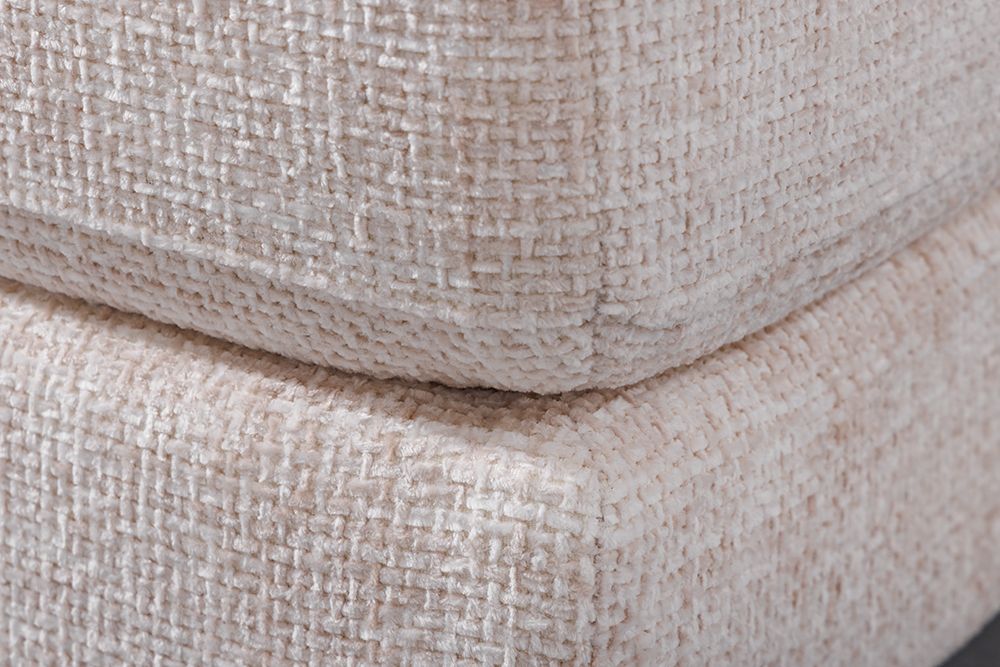 Moderner Hocker LOFT 75cm champagner beige Chenille Nosagfederung Taschenfederkern