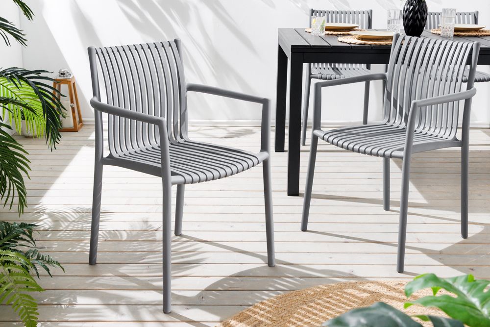 In- und Outdoor Stuhl STUDIO ITALIA anthrazit stapelbar wetterfest Gartenstuhl
