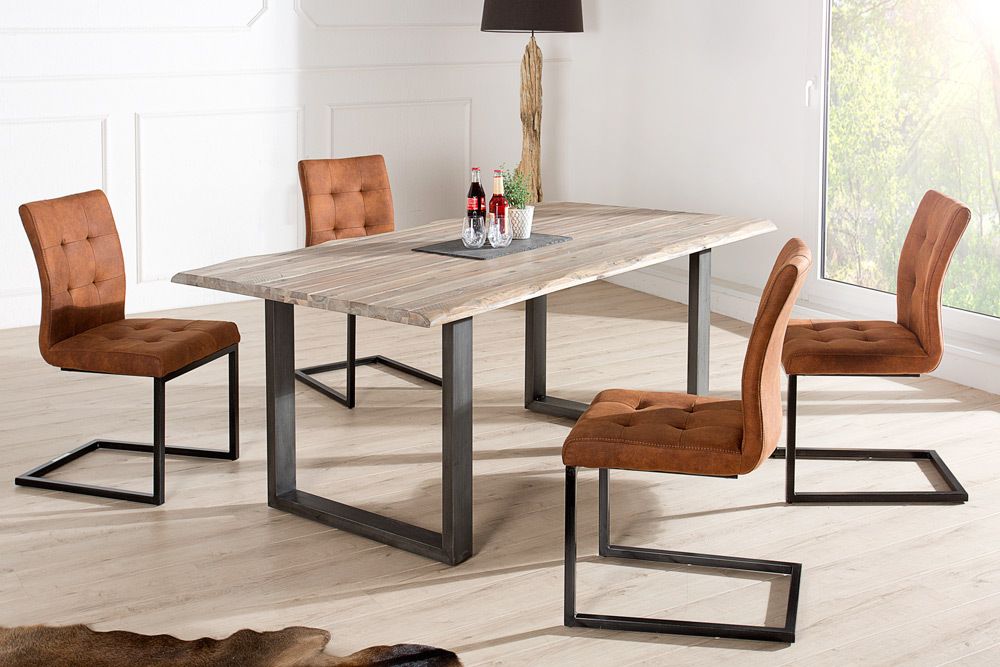 Design Freischwinger Stuhl OXFORD vintage braun Gestell Eisen