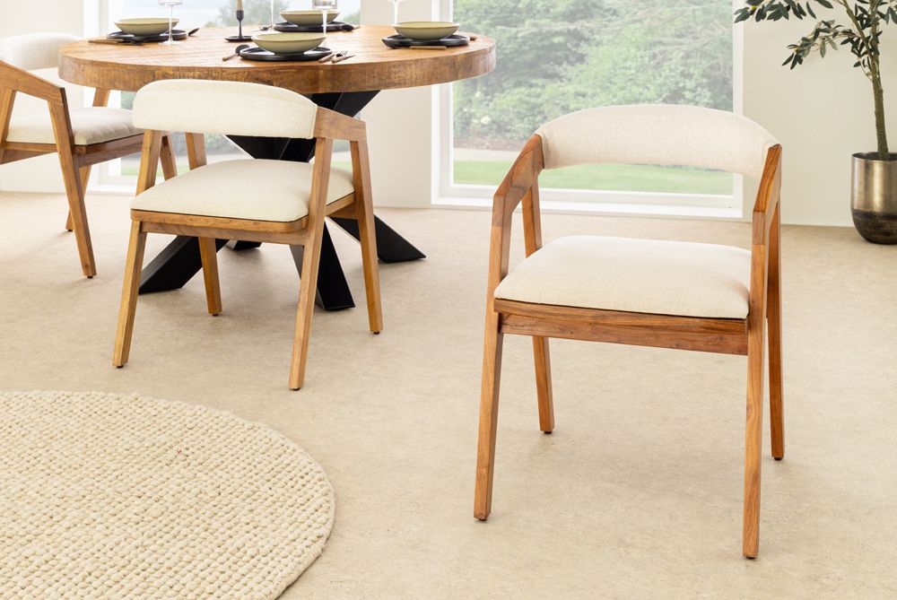 Design Stuhl MAMMUT beige natur massives Akazienholz honey finish
