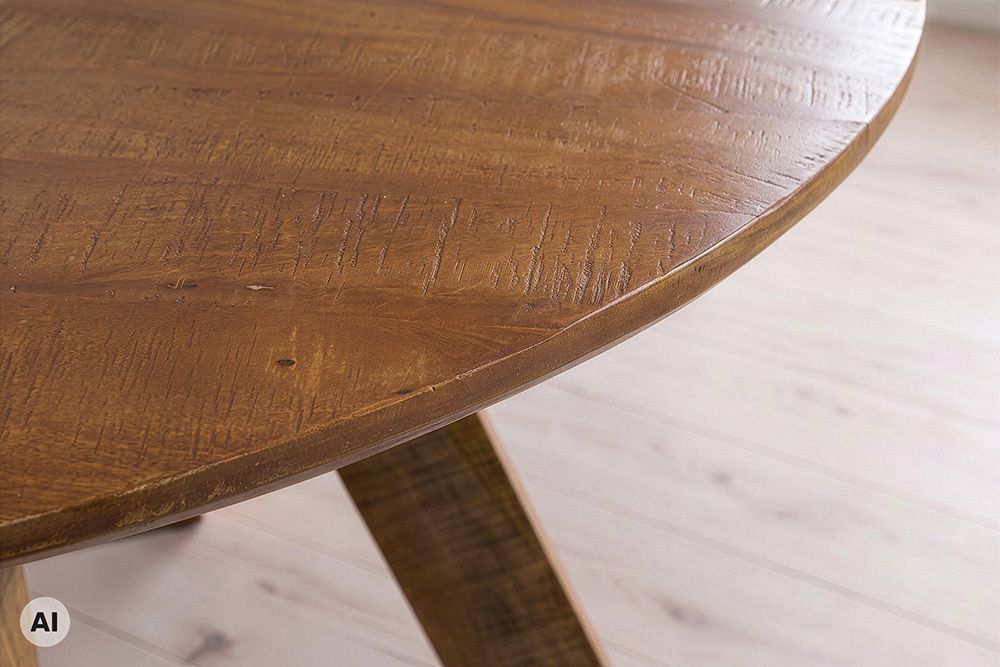 Runder Esstisch ART WOOD 140cm braun honey finish Mangoholz massiv
