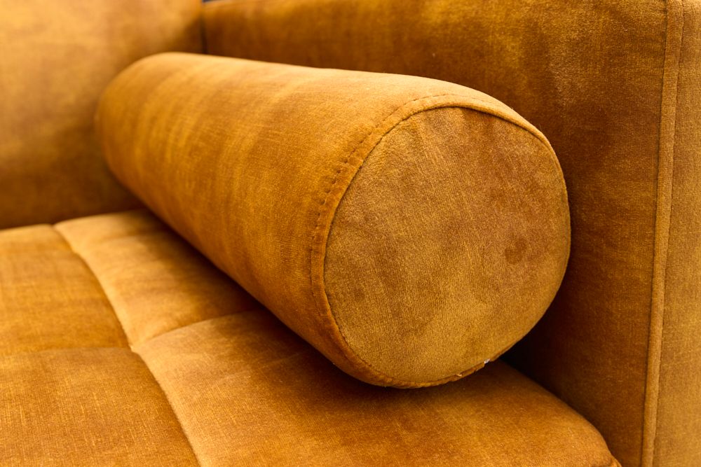 Modernes Schlafsofa COUTURE 200cm senfgelb Microvelours 3-Sitzer Couch mit Schlaffunktion