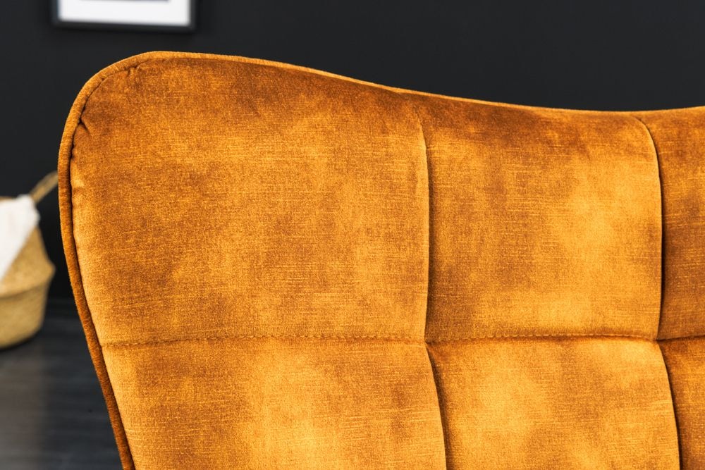 Moderner Sessel SCANDINAVIA senfgelb Samt schwarze Metallbeine mit Armlehnen