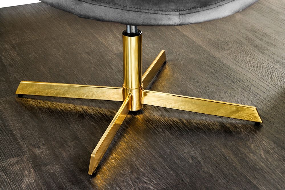 Drehbarer Sessel LOUNGER grau gold Samt Modern Design
