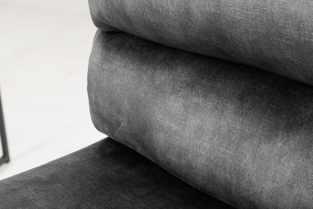 Höhenverstellbarer Barhocker COMFORT dunkelgrau Samt drehbar mit Lehne Metall schwarz