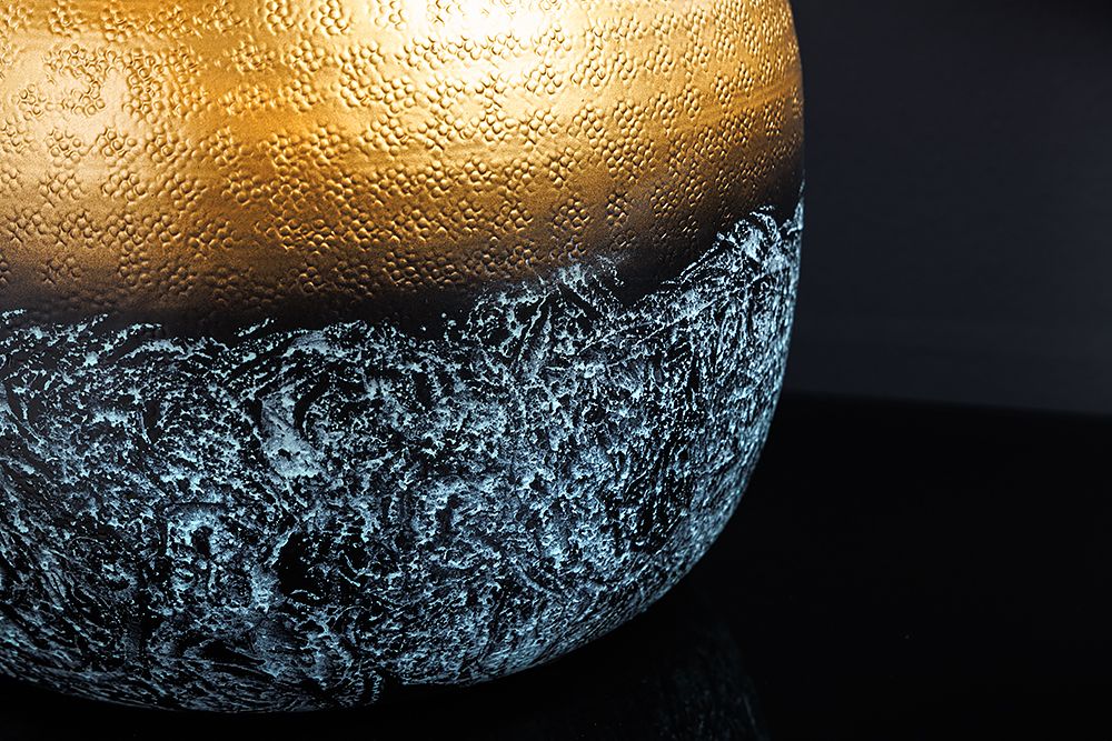 Handgefertigte Deko Vase ABSTRACT ORIENT 40cm gold rund Metall Patina