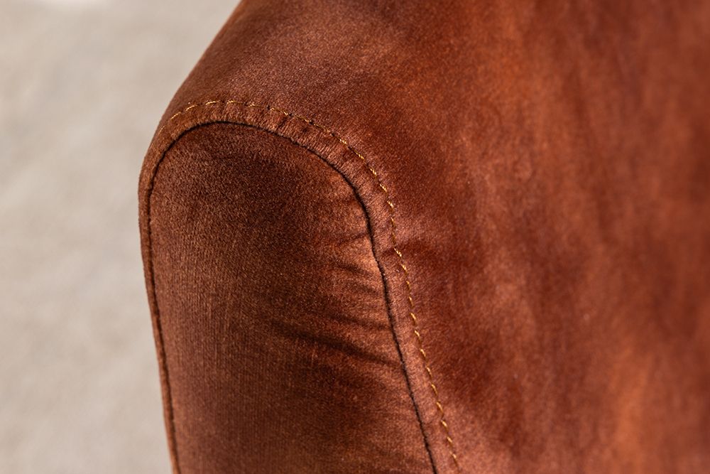 Schlafsofa BOUTIQUE 215cm rostbraun Samt 3-Sitzer mit mattschwarzen Füßen