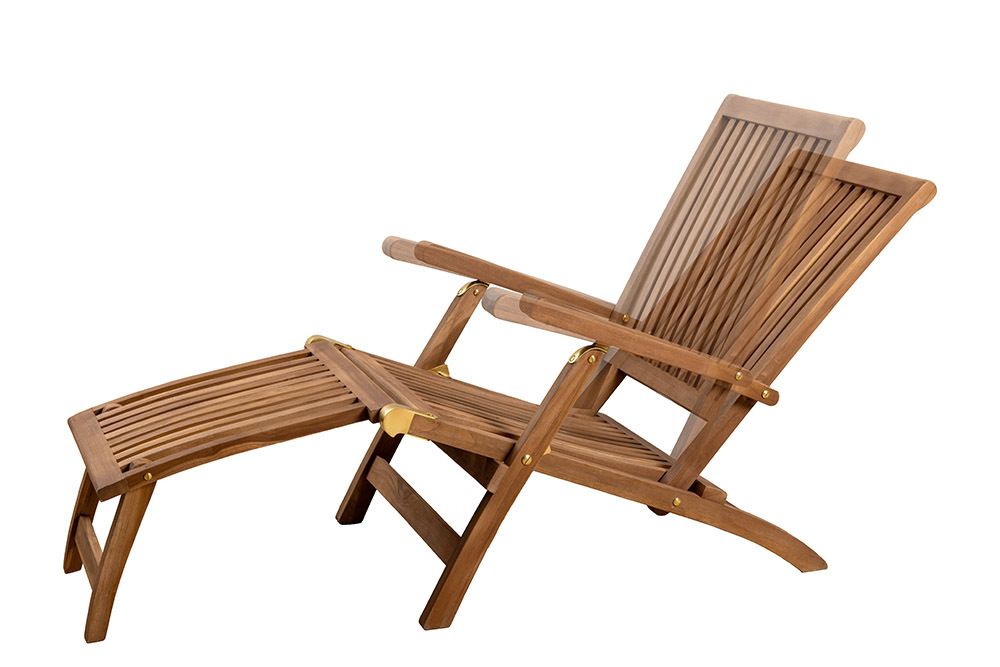 Massive Gartenliege EMPIRE TEAK 175cm natur Teakholz Deckchair verstellbar