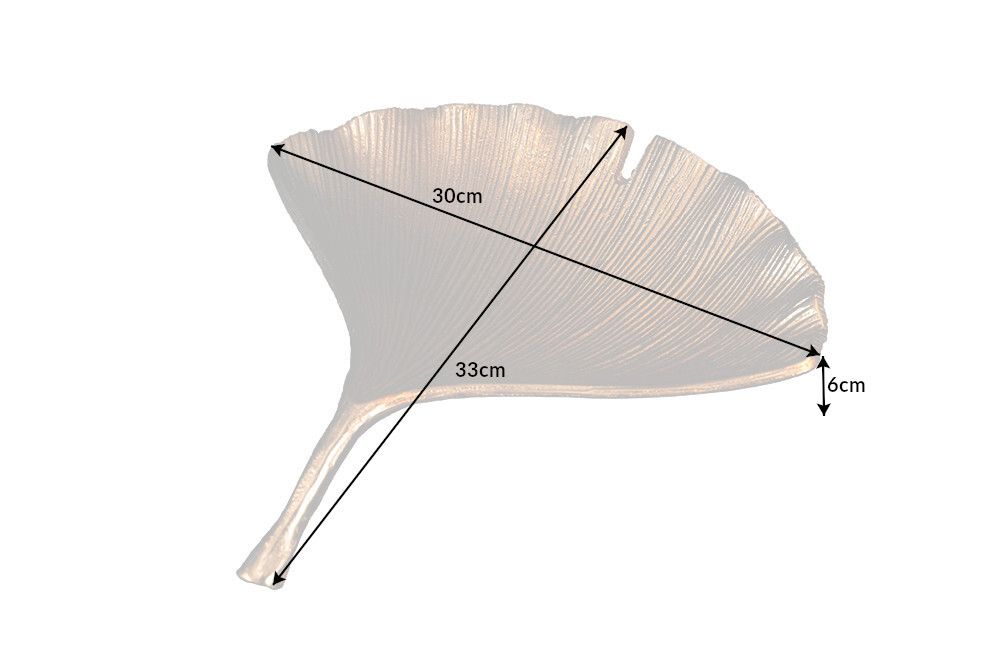 Dekorative Schale GINKGO 35cm gold handmade Metall