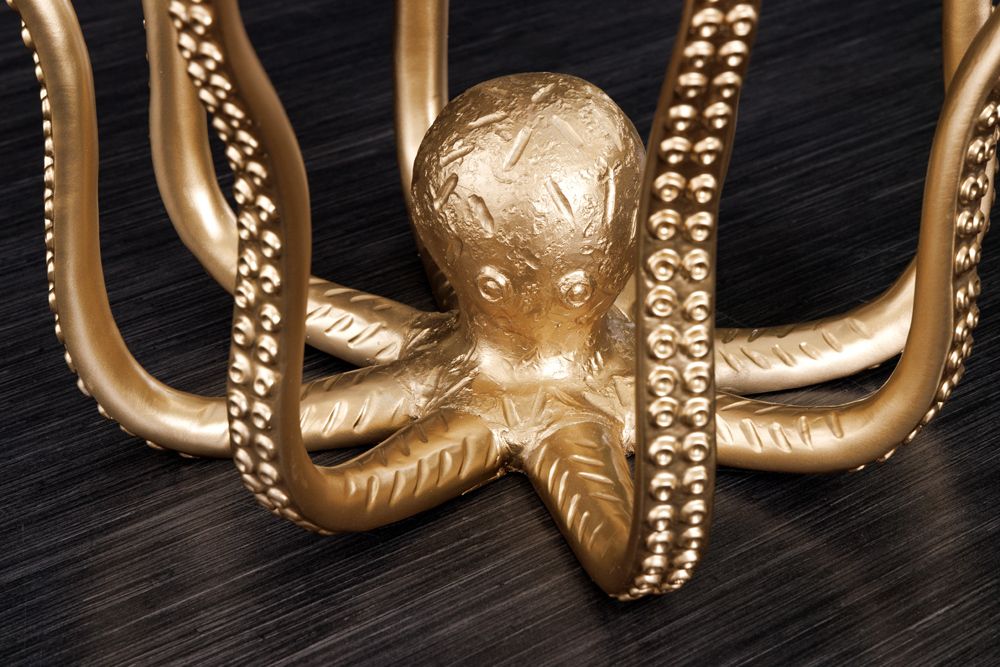 Runder Beistelltisch WILDLIFE OCTOPUS 50cm gold Skulptur Glas