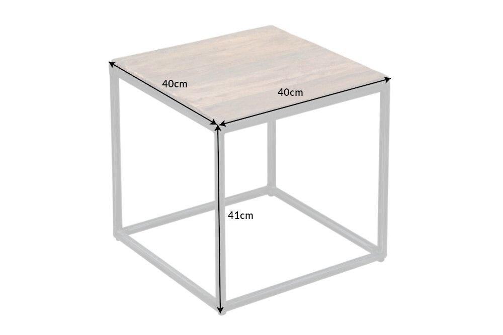 Industrial Beistelltisch BARRACUDA 40cm recyceltes Massivholz mit geflexten Beinen