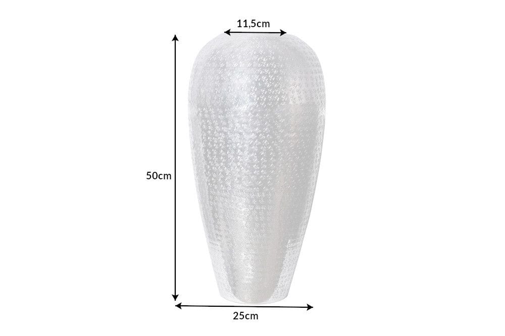 Elegante Vase ORIENTAL 50cm silber im Wild Hammerschlag Design