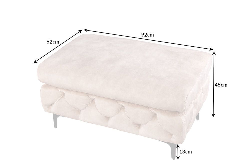Chesterfield Sitzhocker MODERN BAROCK 90cm champagner Samt Fußhocker