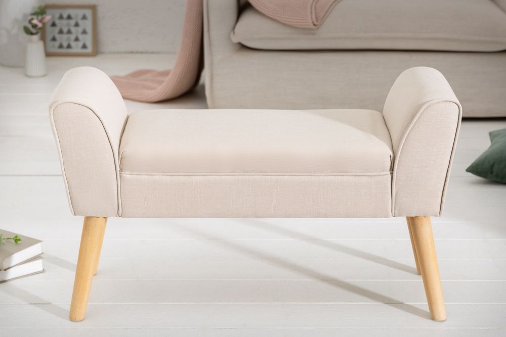 Elegante Sitzbank SCARLETT 90cm beige mit Armlehnen