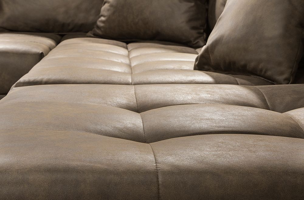 Moderne XXL Wohnlandschaft KENT 305cm taupe Federkern Bigsofa inkl. Hocker