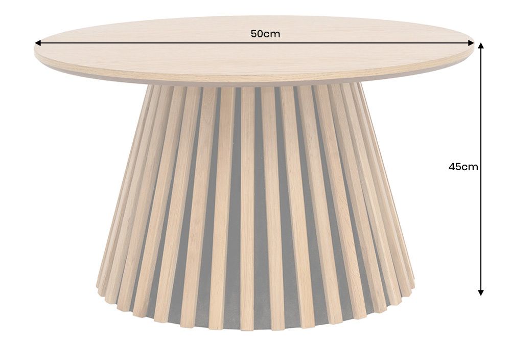 Runder Couchtisch VALHALLA WOOD 50cm natur Eichenholz Säulenfuß