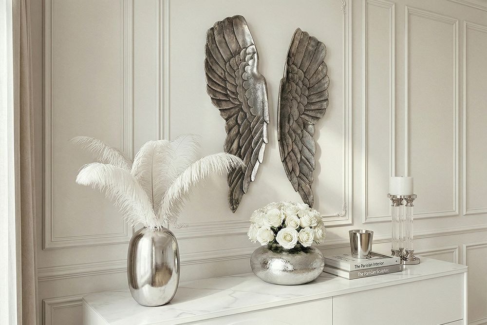 Riesige Wanddekoration FALLEN ANGEL 65cm Engelsflügel im asymmetrischen Design