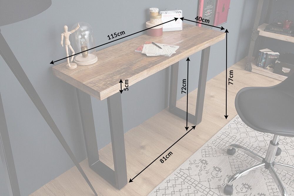 Design Konsolentisch IRON CRAFT 115cm Mangoholz Eisen Schreibtisch