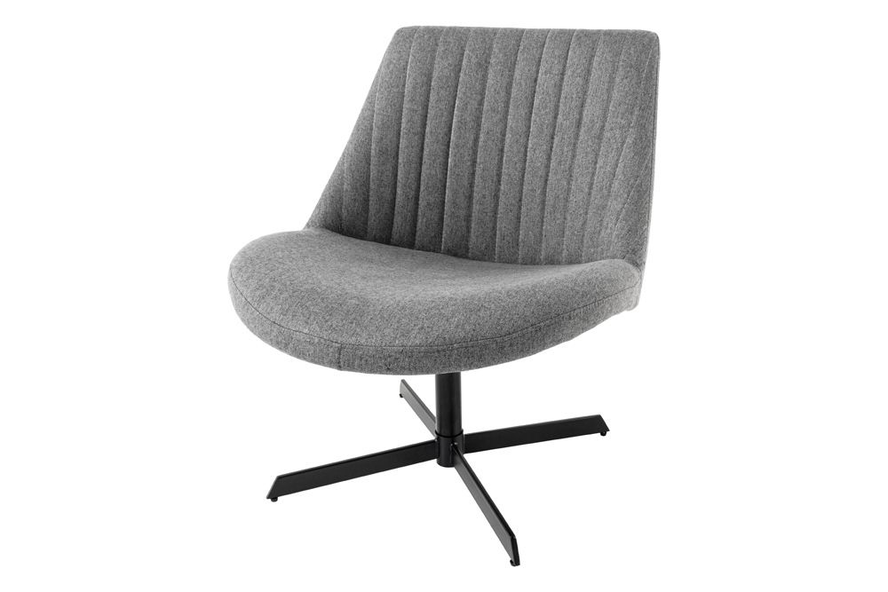 Drehbarer Sessel LOUNGER grau Strukturstoff Metallgestell schwarz