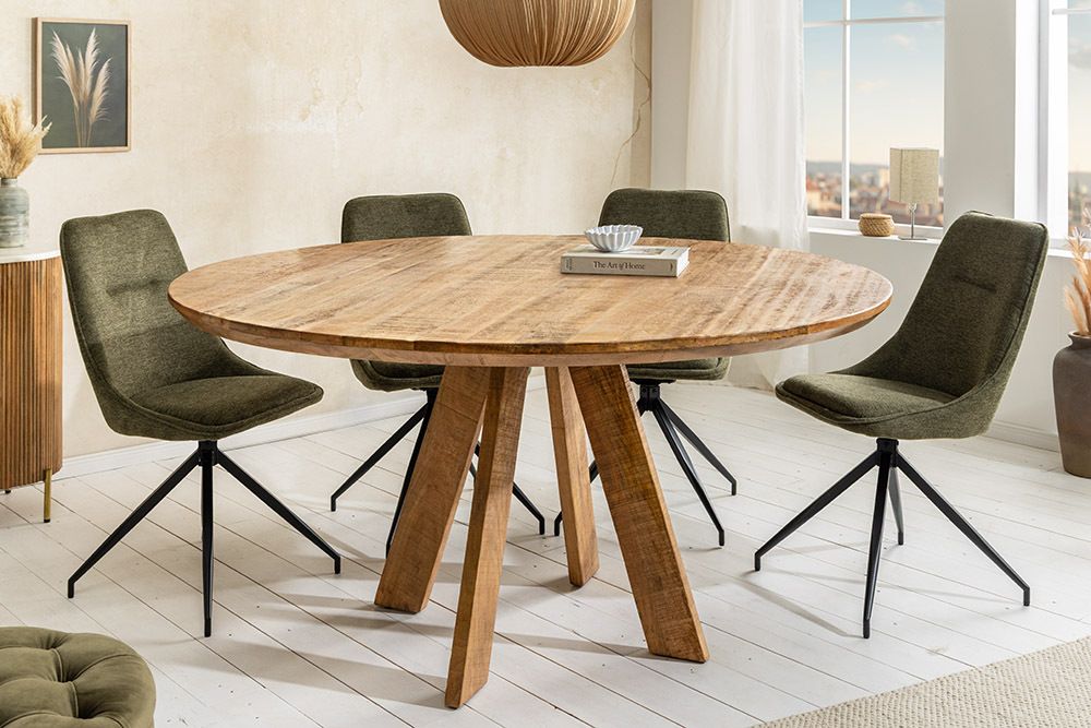Runder Esstisch ART WOOD 140cm braun massiv Mangoholz
