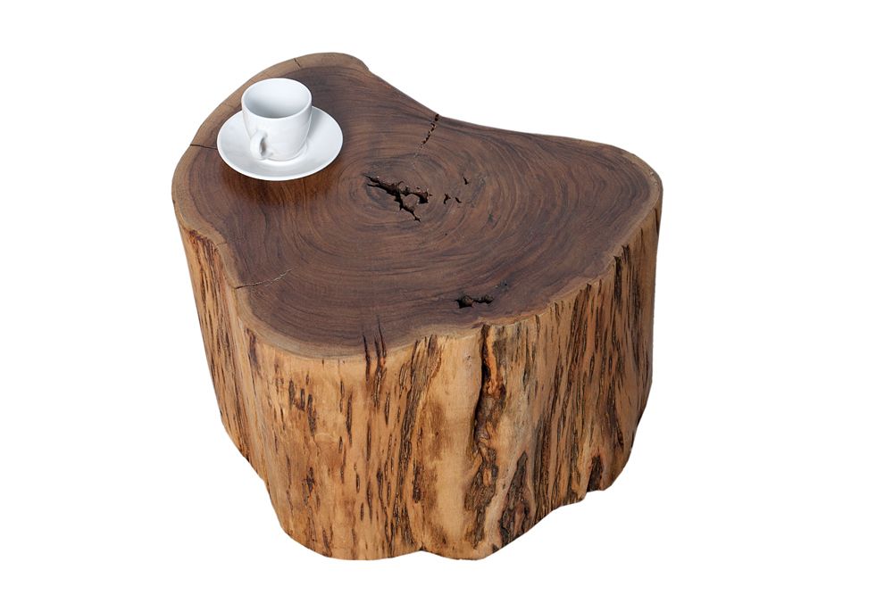 Massivholz Couchtisch GOA 50cm Akazie Baumstamm Hocker Beistelltisch handmade
