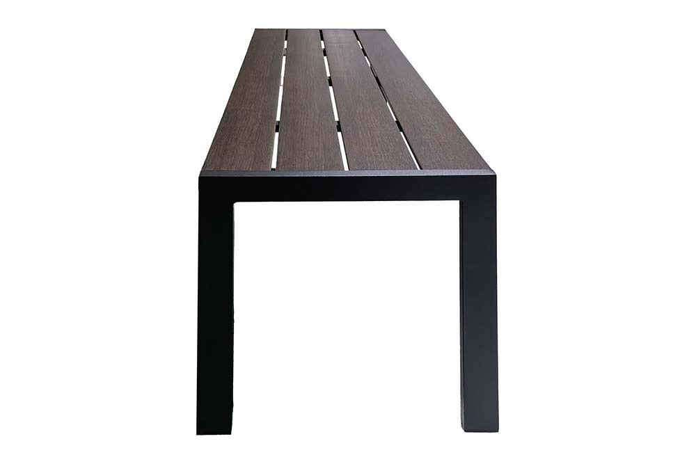 Moderne Gartenbank DESIGNO 130cm dunkelbraun schwarz Aluminium wetterfest Outdoor Sitzbank