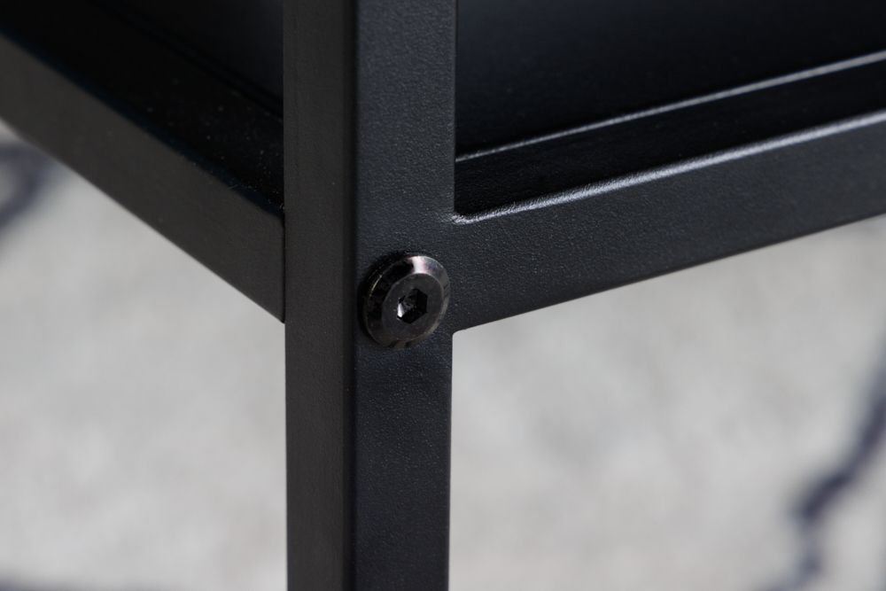 Moderner Couchtisch DURA STEEL 70cm schwarz Metall mit Ablagefach