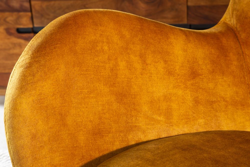 Design Schaukelstuhl SCANDINAVIA SWING senfgelb Samt Sessel