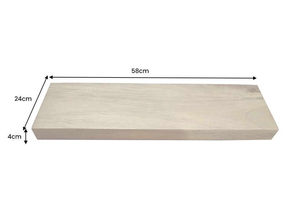 Massives Wandregal PURE 60cm Mango natur cream finish Mangoholz Steckregal