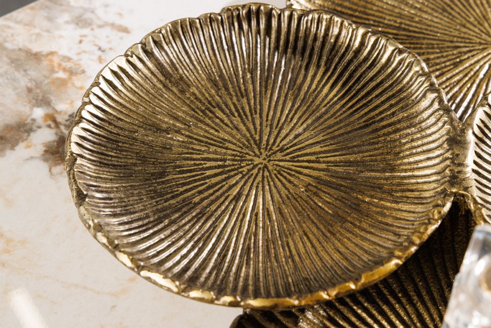Handgefertigte XXL Deko Schale ABSTRACT LEAF 45cm gold Metall Aluminium Schmuckablage