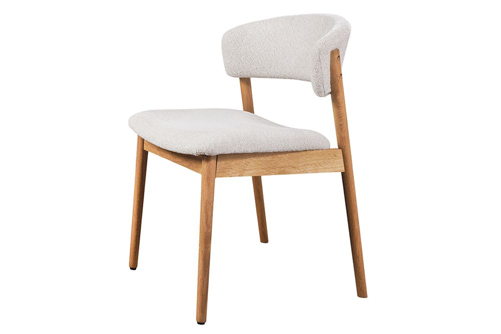 Design Stuhl VALHALLA WOOD natur Eiche Massivholz creme Strukturstoff