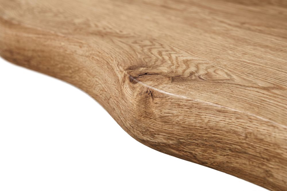 Massives Wandregal GRAND OAK 115cm natur geöltes Eichenholz Baumkante handmade