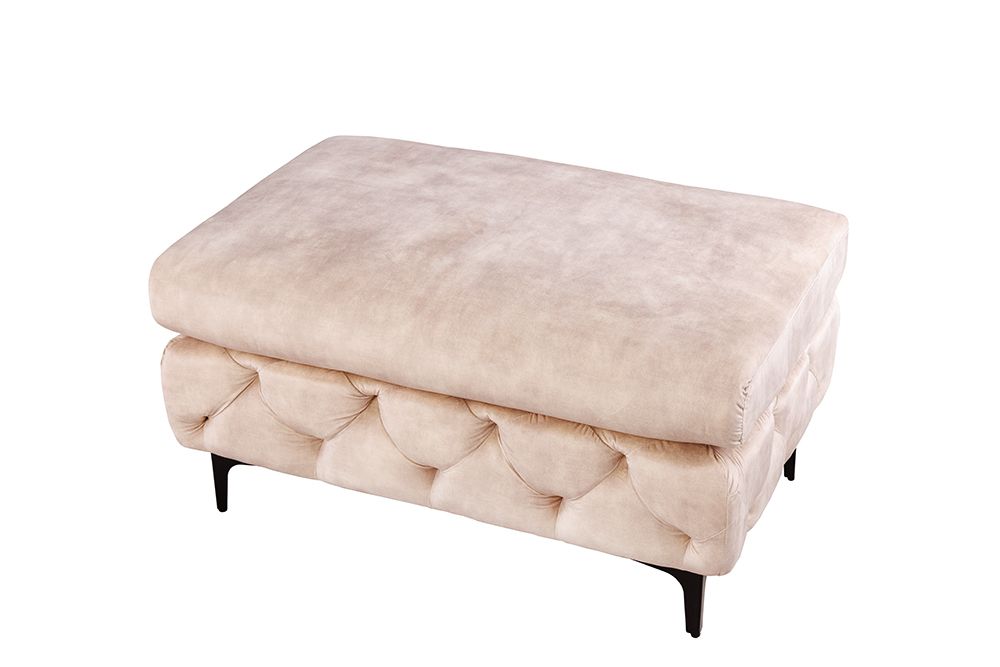 Chesterfield Sitzhocker MODERN BAROCK 90cm champagner Samt Fußhocker