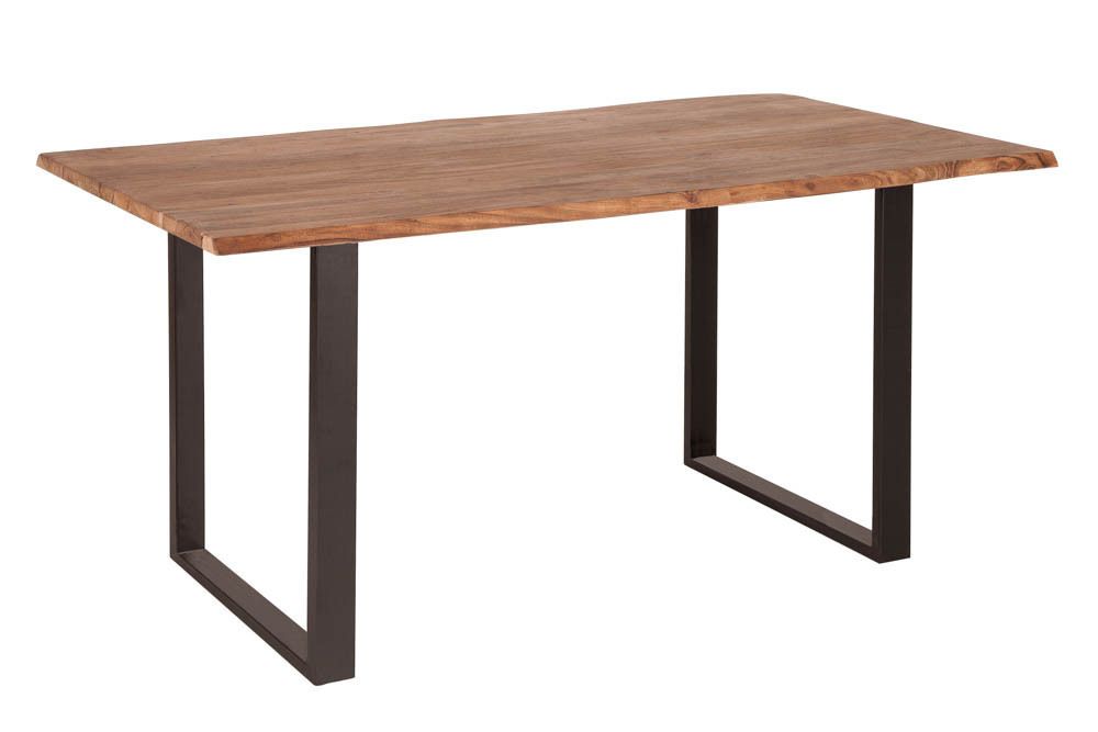 Massivholz Esstisch MAMMUT 160cm Wild-Akazie Industrial Design 2,6cm Tischplatte Baumkante