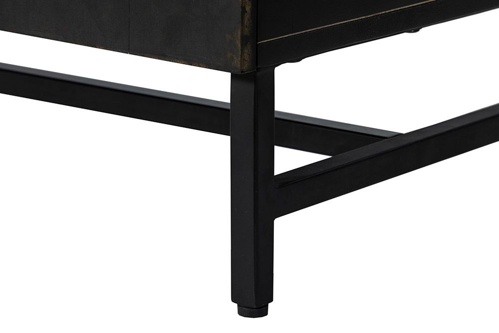 Exklusives Sideboard OXID 180cm schwarz gold massives Mangoholz Metall Soft Close