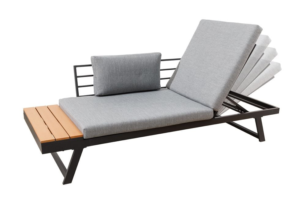 Verstellbare Gartenlounge MODULAR MIAMI 230cm grau natur anthrazit Gartensofa oder Gartenliege