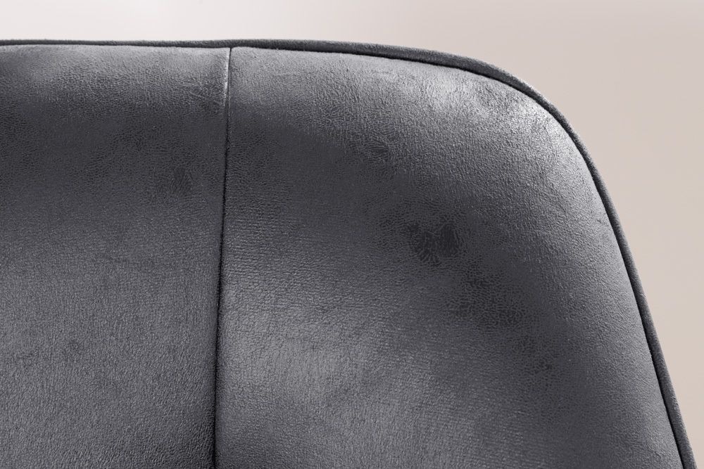 Design Stuhl LOFT antik grau Microfaser drehbar massiv Buchenholz mit Armlehne