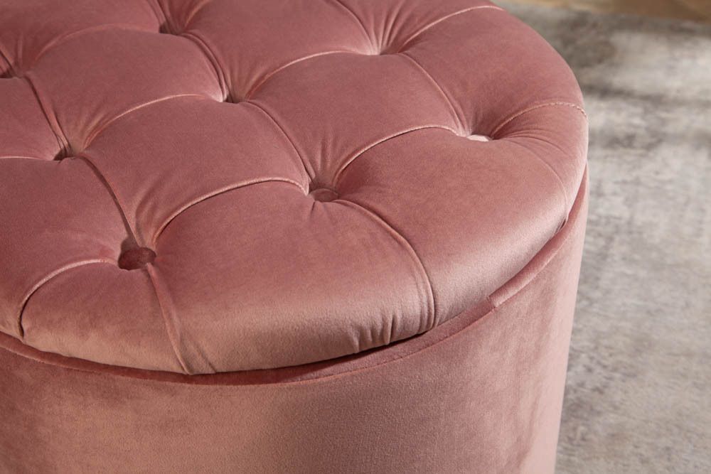 Eleganter Hocker MODERN BAROCK 50cm altrosa Samt Aufbewahrungkorb