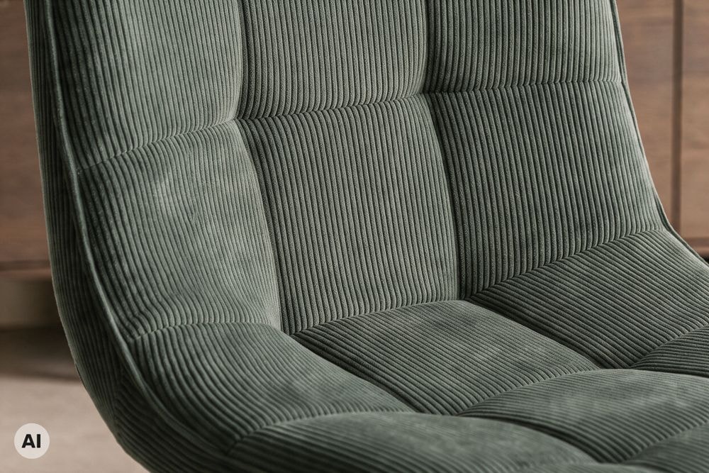 Freischwinger Stuhl MIAMI grün Cord matt schwarz Metallgestell
