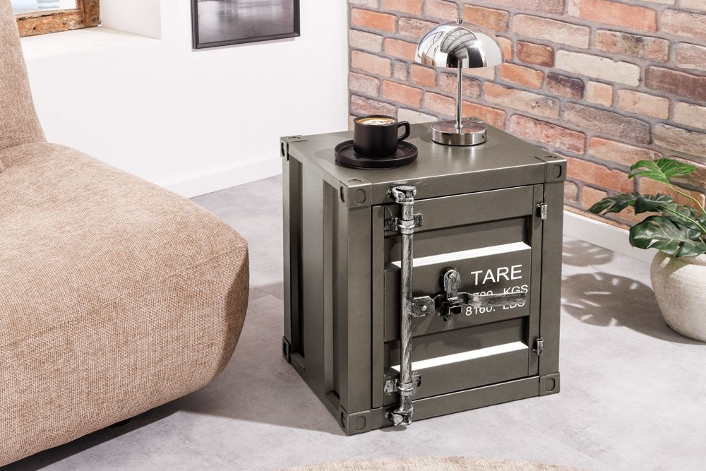 Container-Schrank GLOBETROTTER 50cm anthrazit Metall Nachttisch Beistellschrank