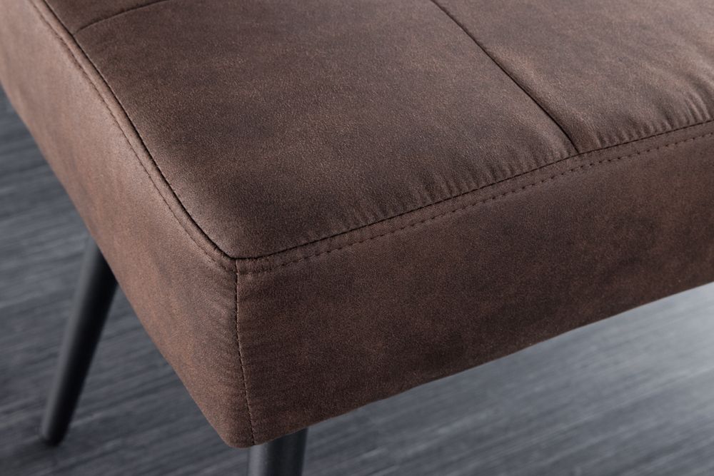 Design Sitzbank BOUTIQUE 100cm antik braun Microfaser schwarze Metallbeine Polsterbank