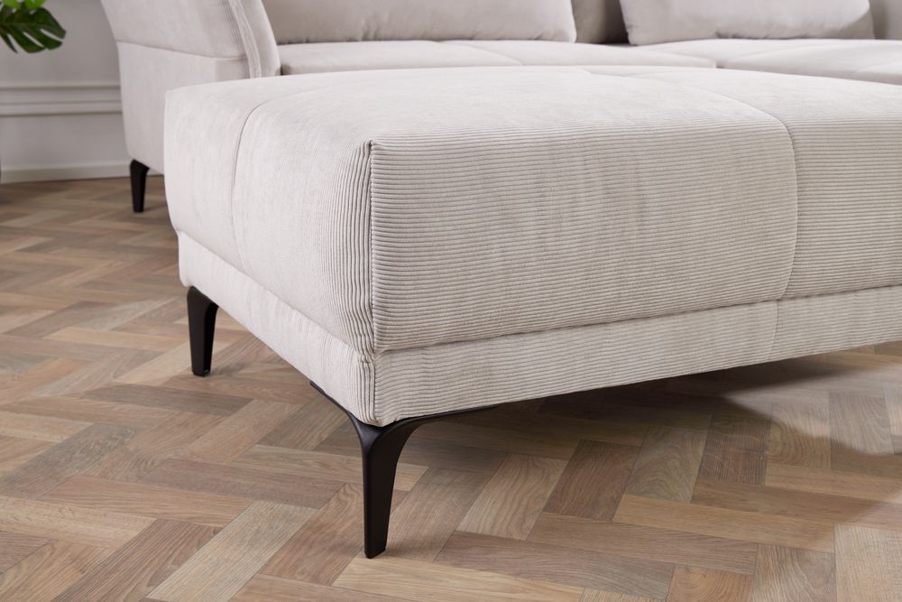 Moderner Sitzhocker DESIGNO 110cm beige Cord Metallfüße