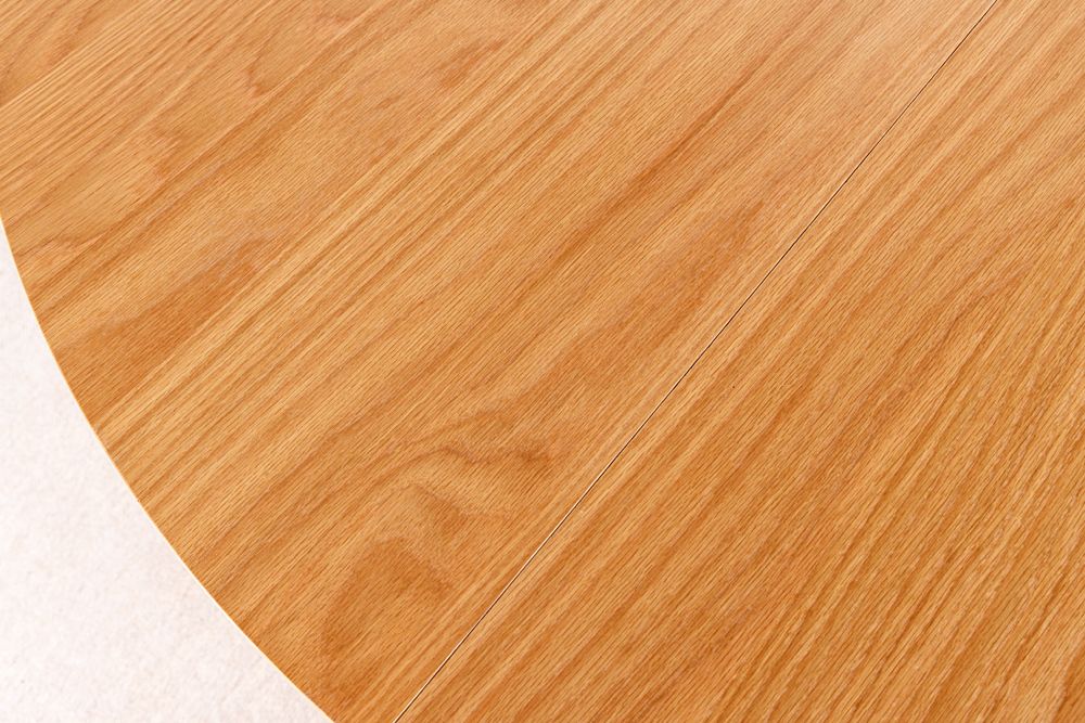 Ausziehbarer Esstisch VALHALLA WOOD 120-160-200cm natur Eichenholz oval Säulenfuß