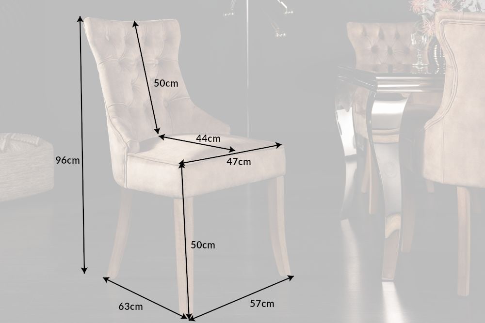 Eleganter Stuhl CASTLE cappuccino Samt Landhausstil mit Komfortgriff