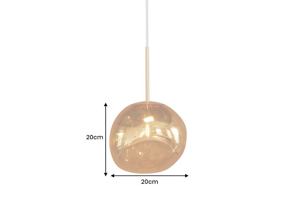 Runde Hängelampe LIQUID DIAMOND 20cm gold Glas Stahl Kugelleuchte