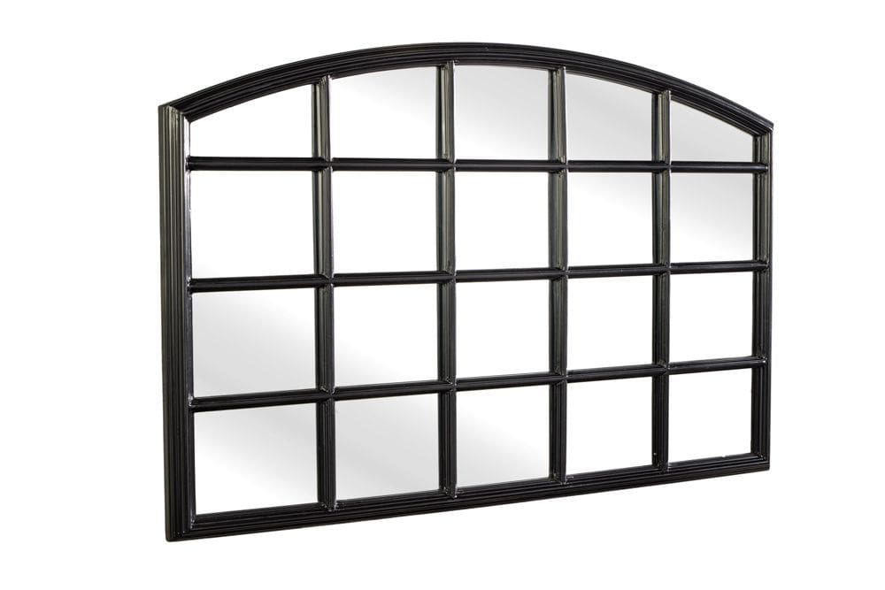 Moderner Wandspiegel PARIS 120cm schwarz Fensterspiegel Rundbogen-Design