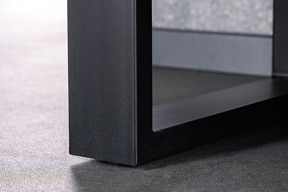 Massivholz Sideboard BARRACUDA 150cm Teak Mango schwarz Metall recycelt
