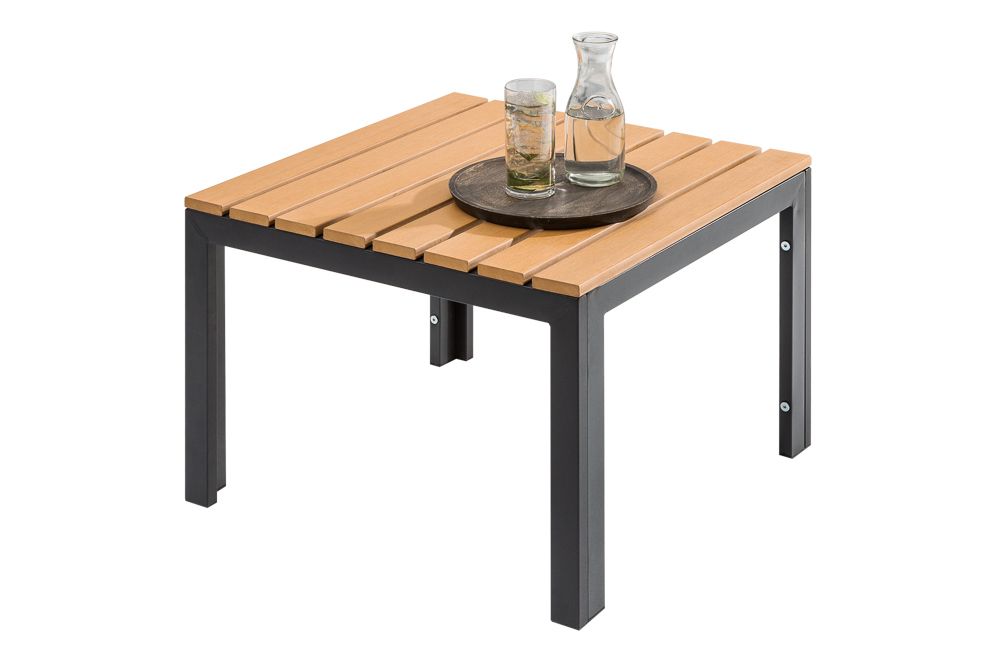 Outdoor Gartentisch ORLANDO LOUNGE 60cm anthrazit natur Aluminium wetterfest